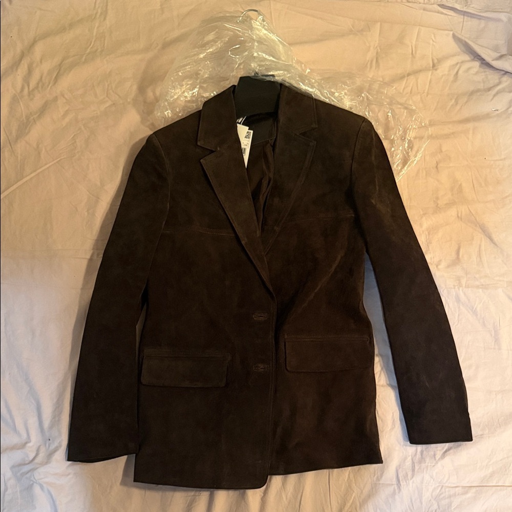 Mango Dark Brown Suede Blazer